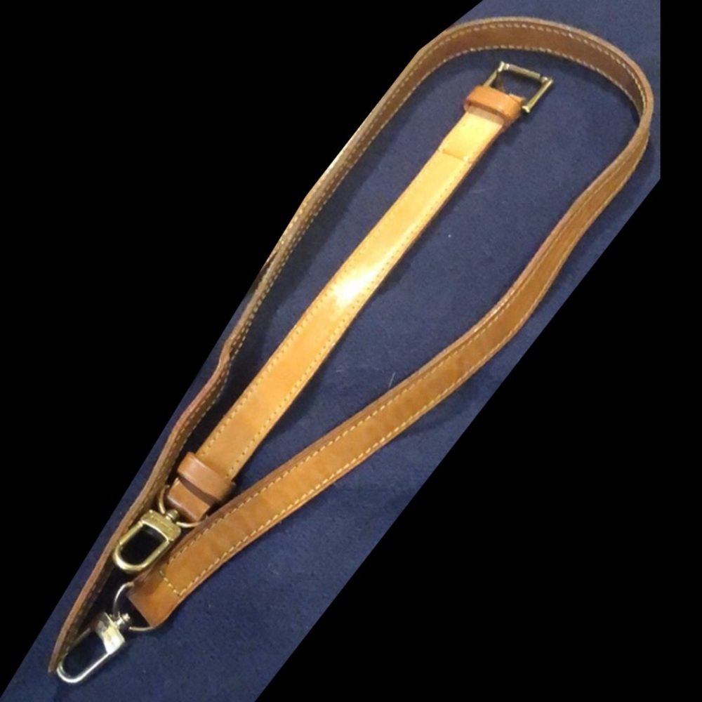 LOUIS VUITTON Replacement Vachetta Leather Shoulder Strap with LV Clasps - Picture 5 of 5